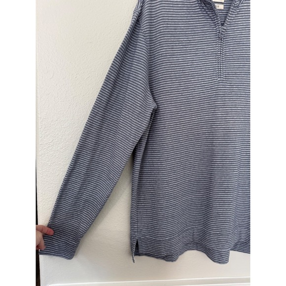Johnnie-O Hangin Out Light Gray Striped Harvell Long Sleeve Shirt 1/4 Zip Medium - Picture 4 of 9